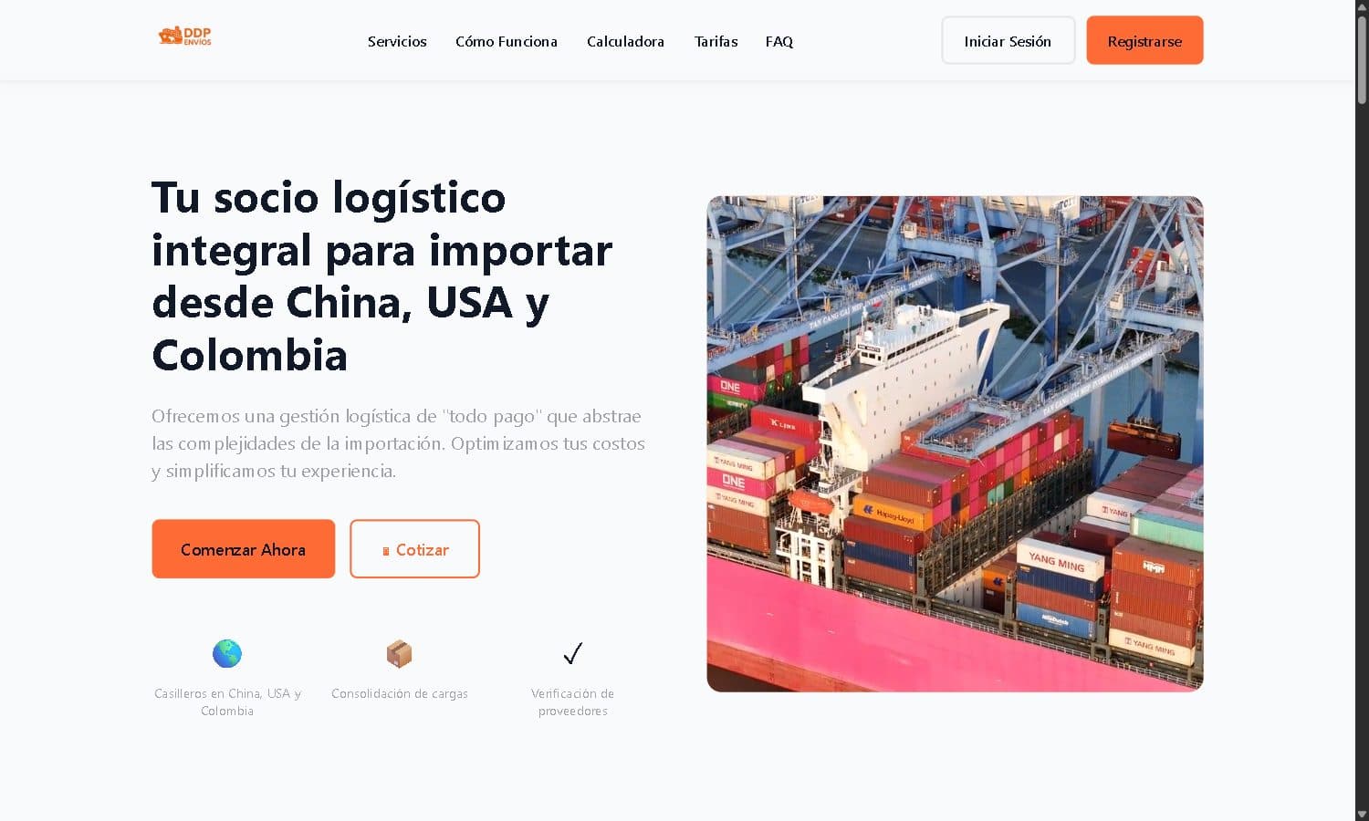 The public site: door-to-door importing from China, the USA and Colombia.