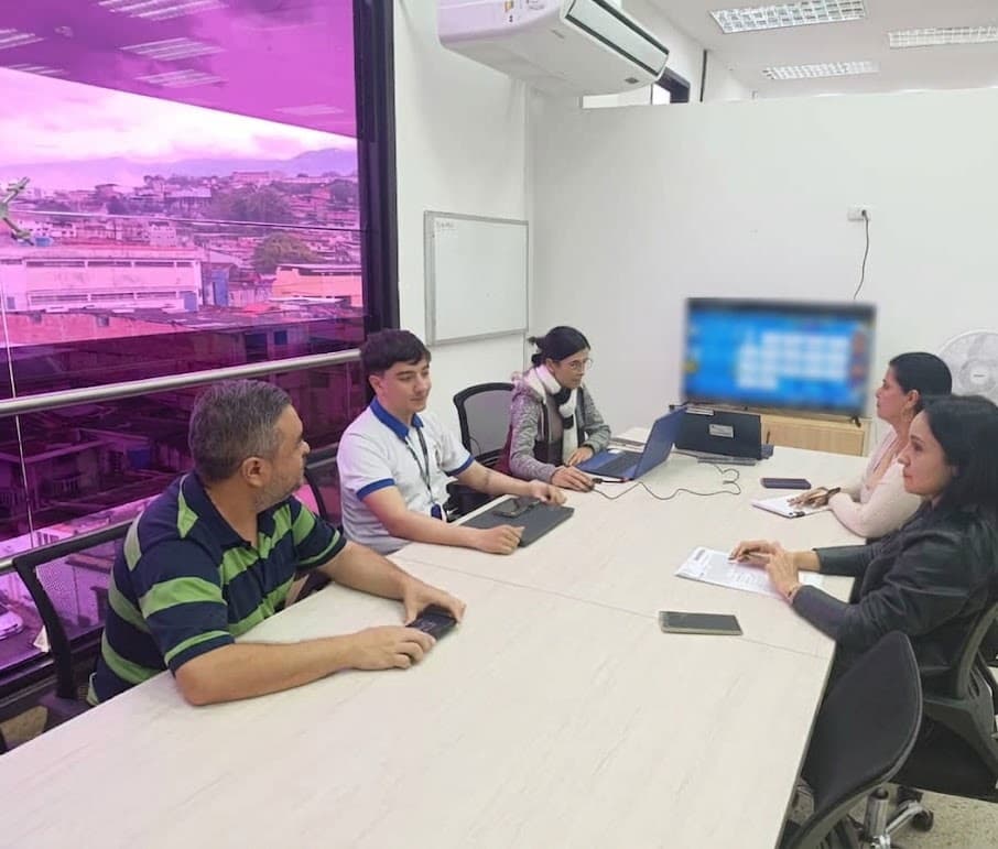 A meeting room at the state government offices: five of us around a long table, a screen at the end and the city through the window.